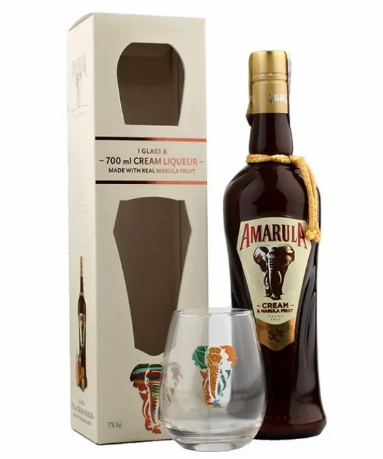 Amarula African Rum & Cream Liqueur se sklenicí